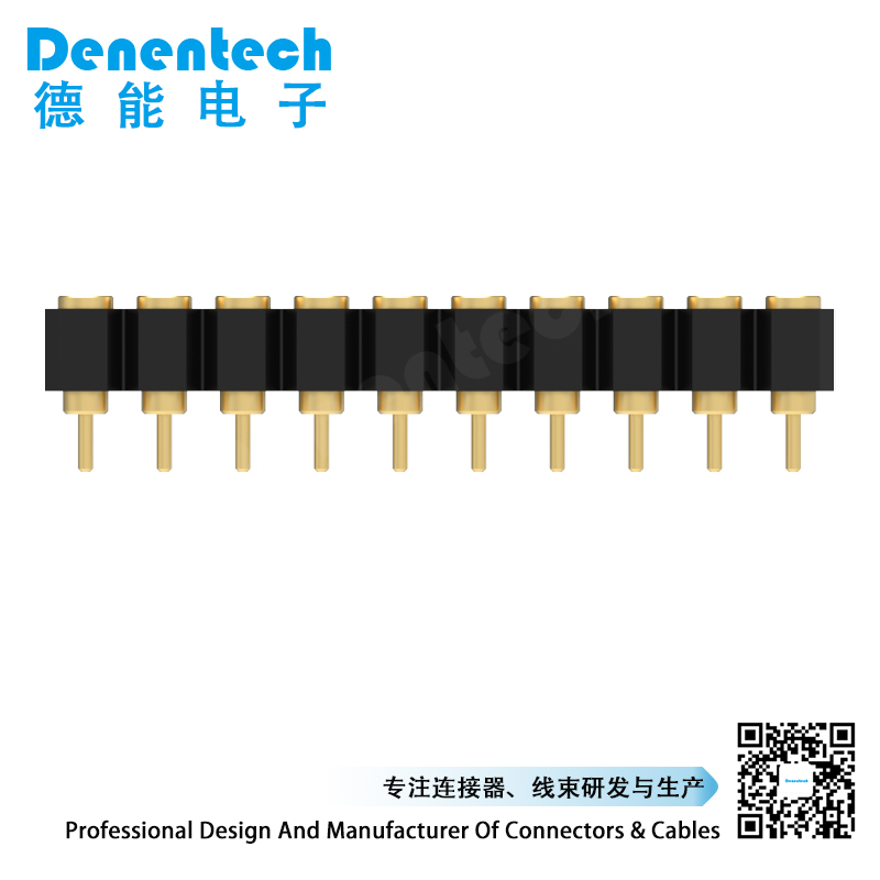 Denentech 2.54MM pogo pin H2.5MM dual row female straight  concave spring loaded pogo pin waterproof connector